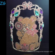 Coloreado Rhinestone Teddy Bear Corona, Tiara por encargo